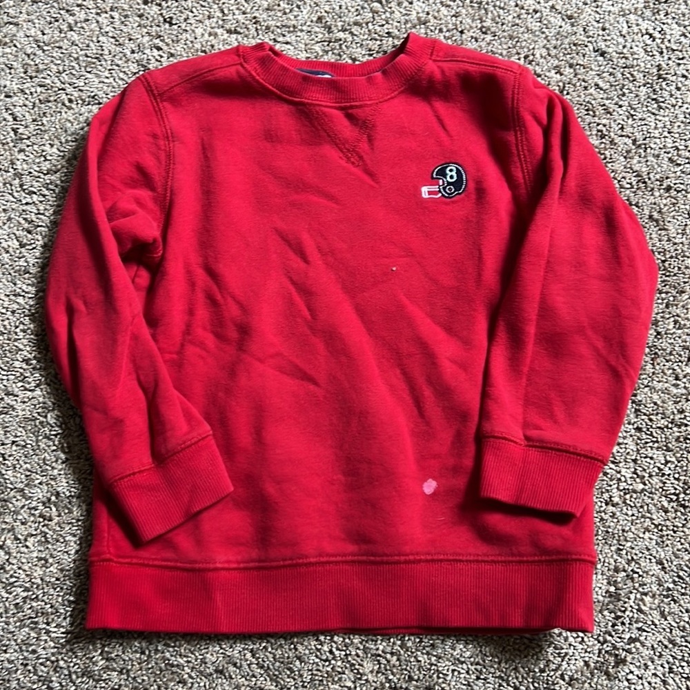 Red football helmet emblem hoodie 4T
